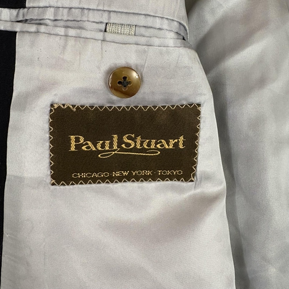 Paul Stuart Suit Mens Navy Pinstripe Wool 2 Pc Tailored In USA Lined Classic - Picture 8 of 16
